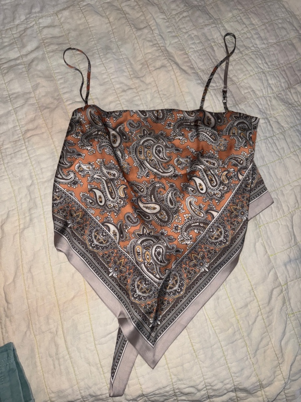 Paisley Bandana Silk-Feel Cami Top in Rust